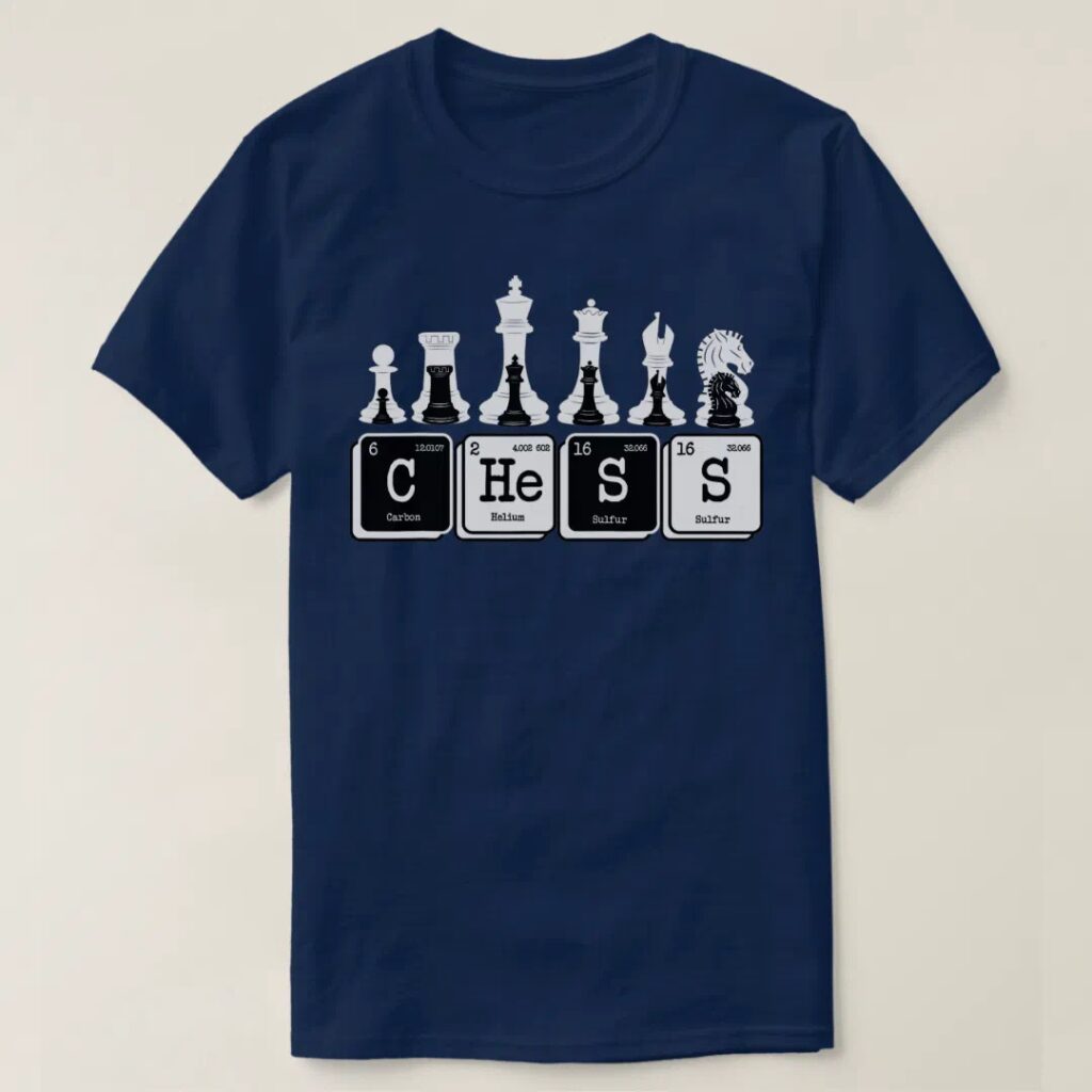 Chess set pieces periodic table t-shirt
