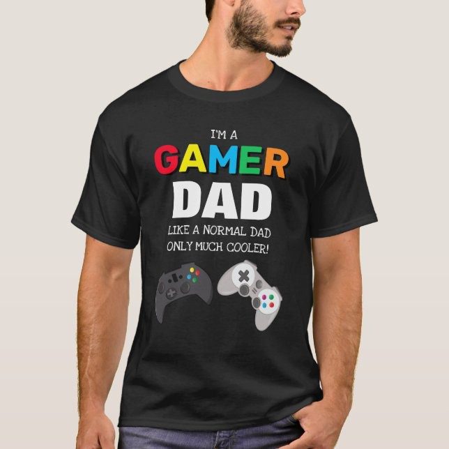 Colorful gamer cooler dad t-shirt
