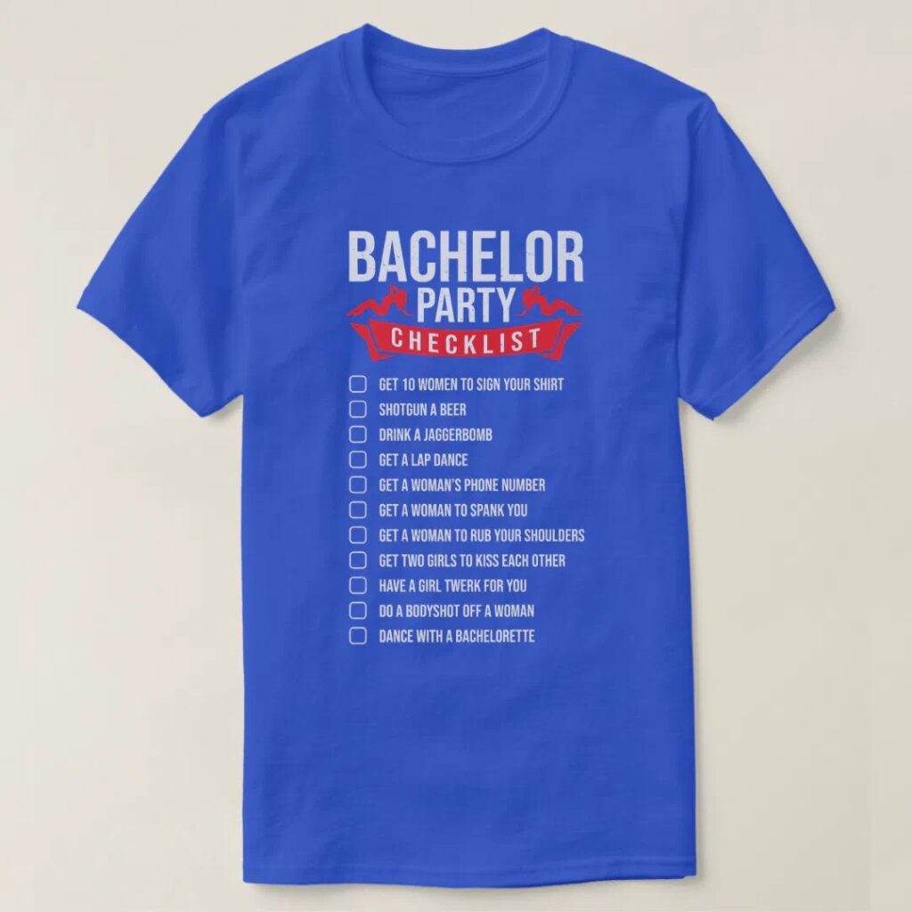 funny bachelor party checklist meme merch