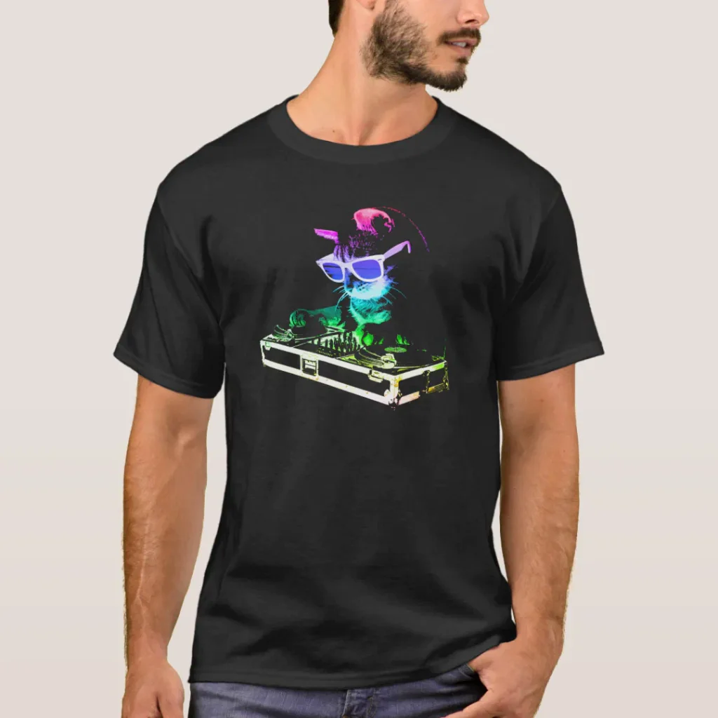 house cat dj funny tee shirt