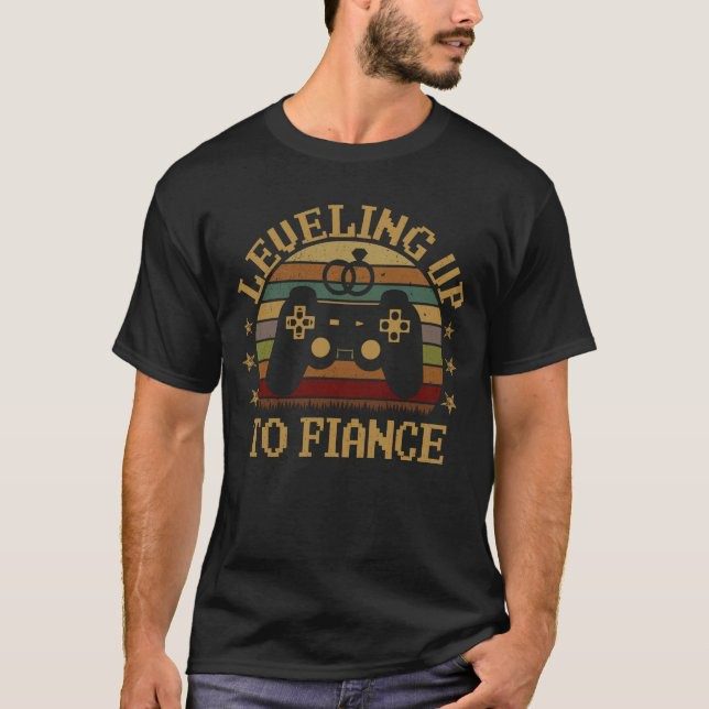 leveling up to fiance newly engaged t-shirt