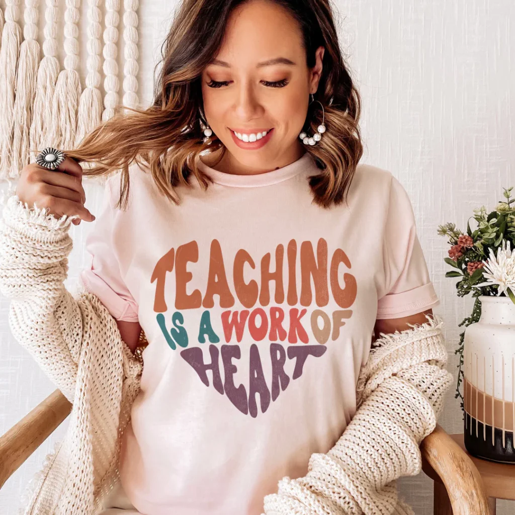 Teaching is a work of heart teacher retro design merch