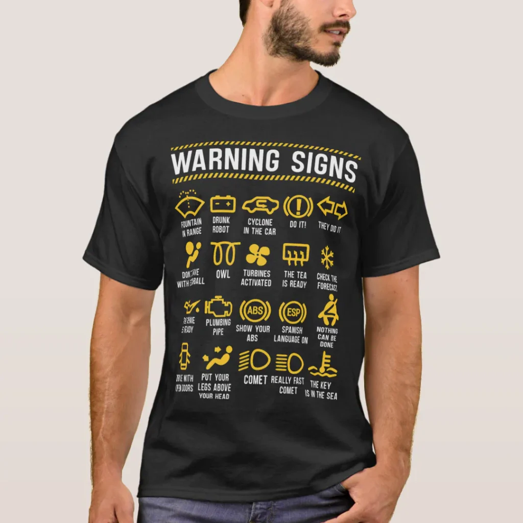 Warning signs on car mechanic automotive funny merch